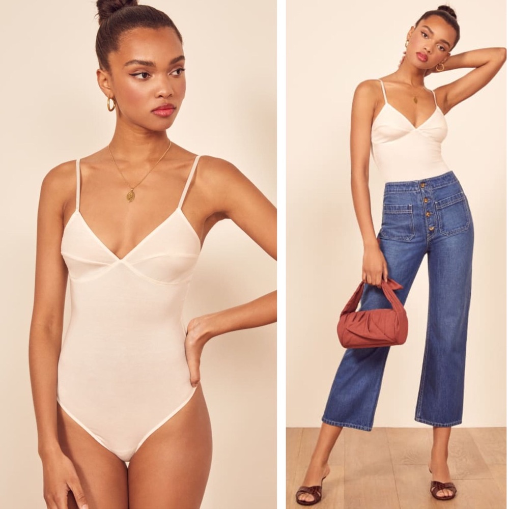 Reformation Emmett Thong Bodysuit in Ivory NWT